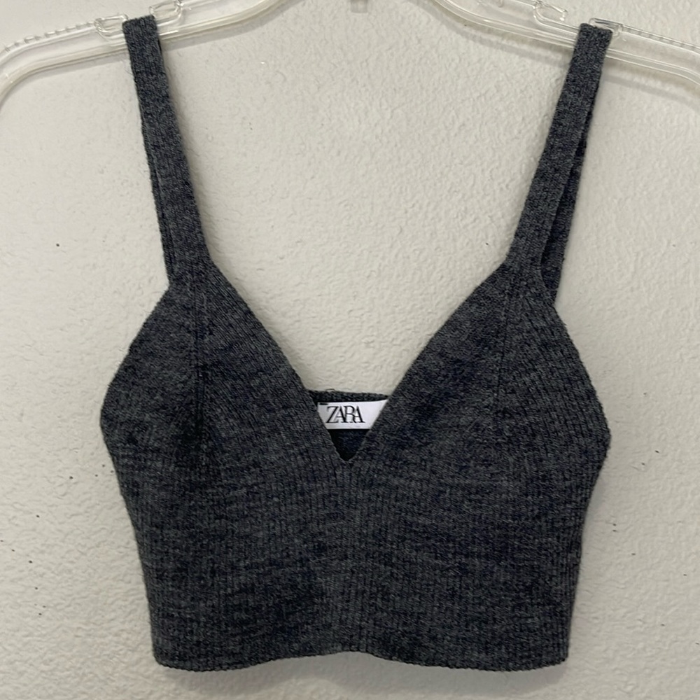 ZARA WOMEN'S WOOL BLEND BRA BRALETTE RIBBED CROP TOP